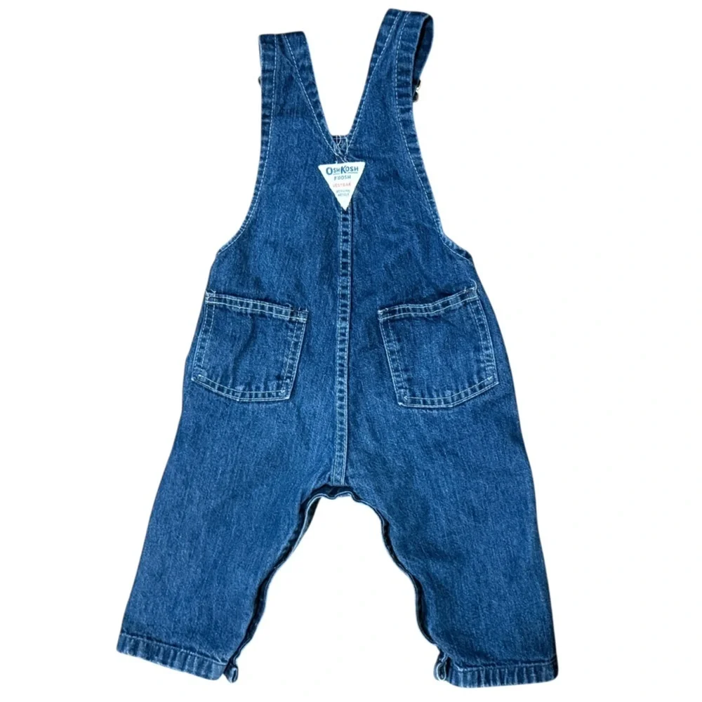 VTG OshKosh B'gosh Dark Blue Denim Overalls 18 Mo Vestbak Snap Crotch Classic